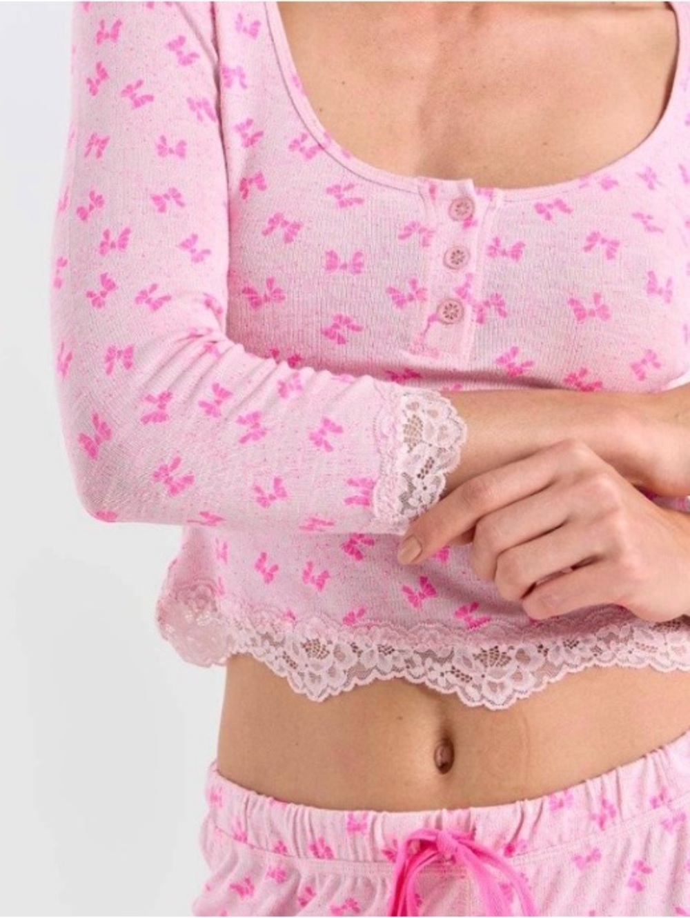 NWT Intimately Free People Stolen Dance Bow Print Pajama Top Size S
